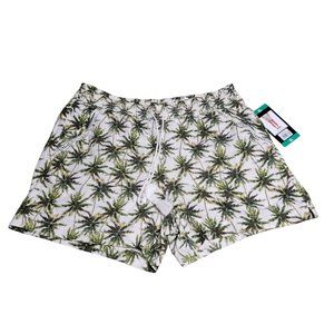 Briggs Womens Linen Blend Shorts, Green Palm Tree Size XL